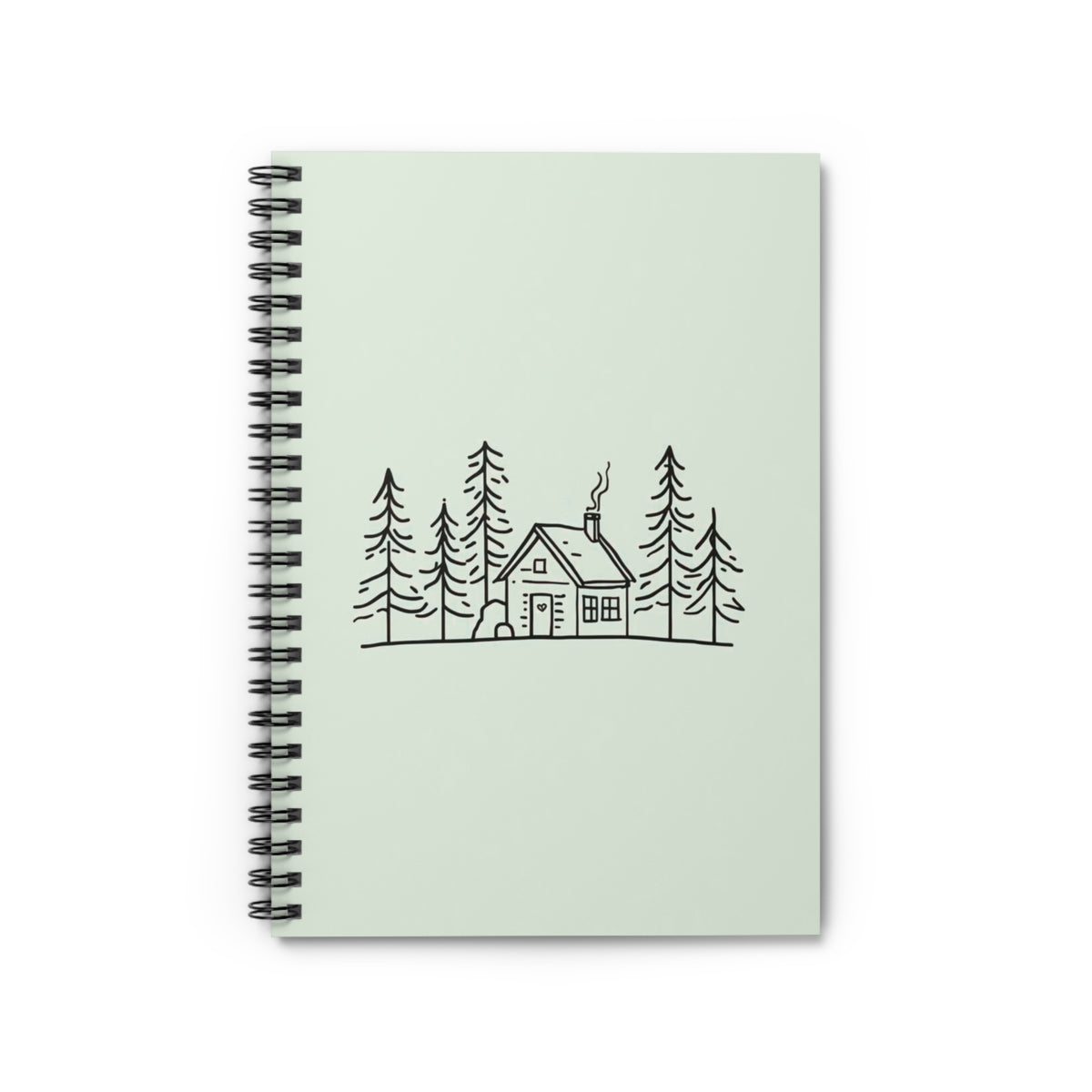 Cabin Sketch (Muted Moss) — Spiral Notebook