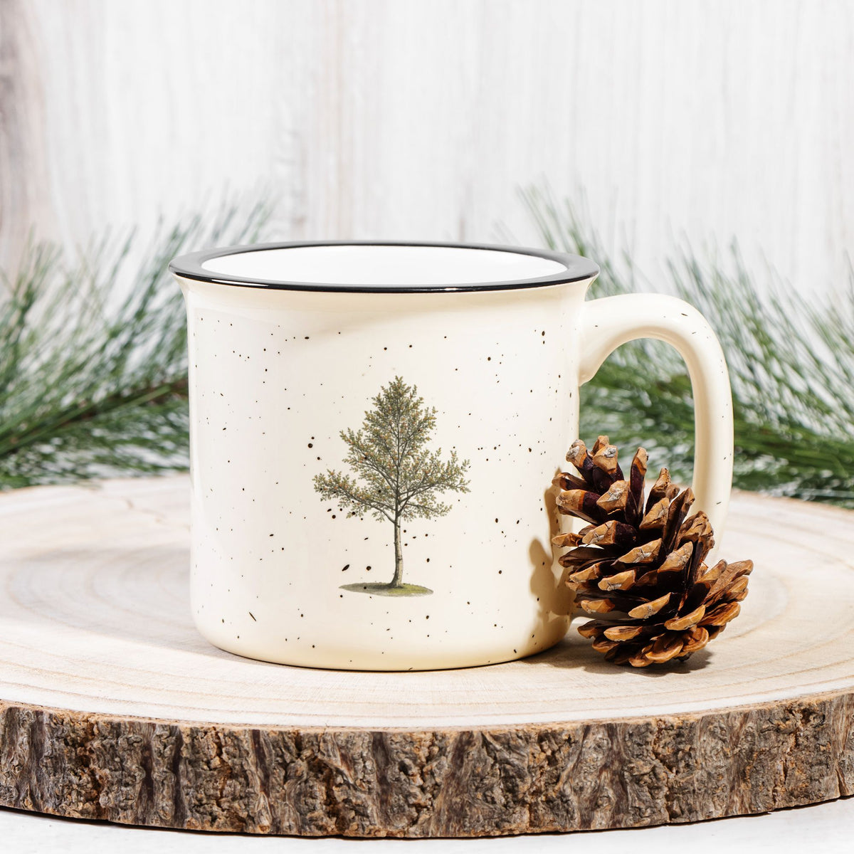Vintage Pine Tree — Ceramic Camp Mug