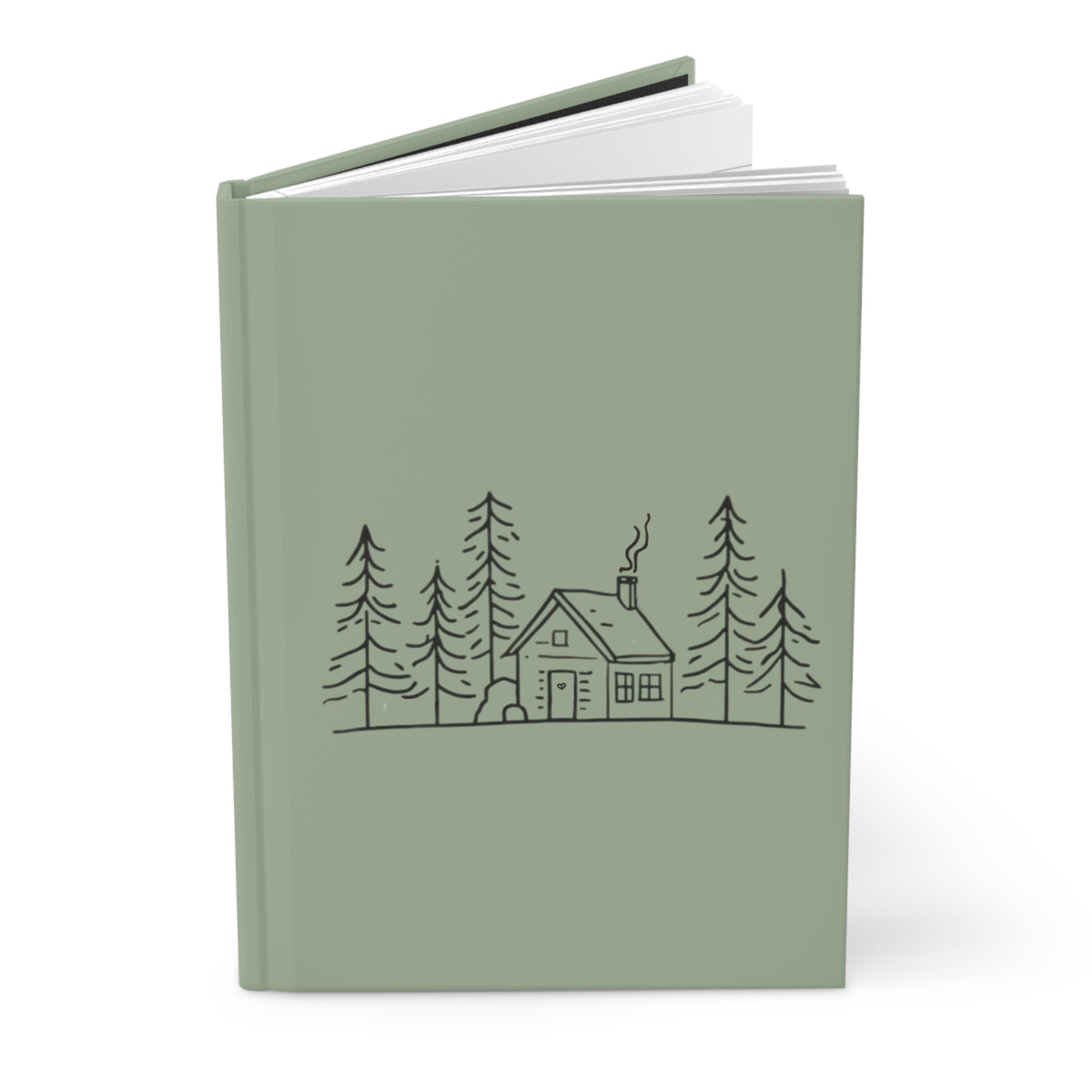 Cabin Sketch (Muted Moss) — Hardcover Journal