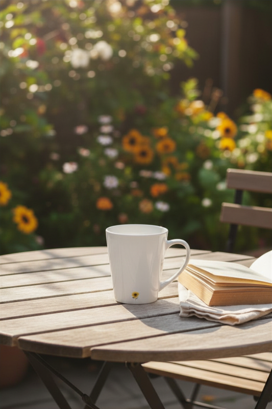 Tiny Sunflower Latte Mug — 12oz Ceramic