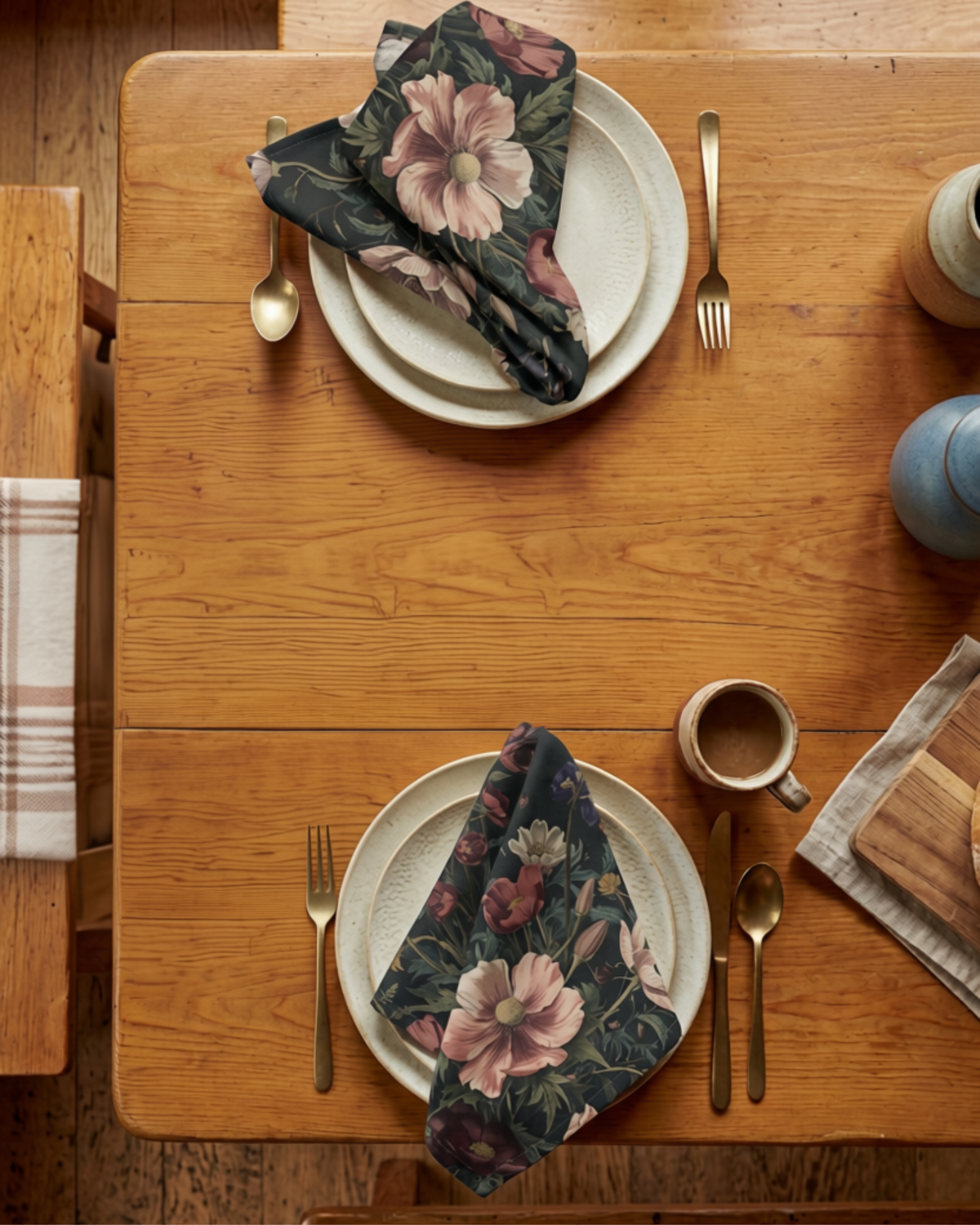 Dark Florals (Dark Harvest) — Cloth Table Linens (Set of 4)