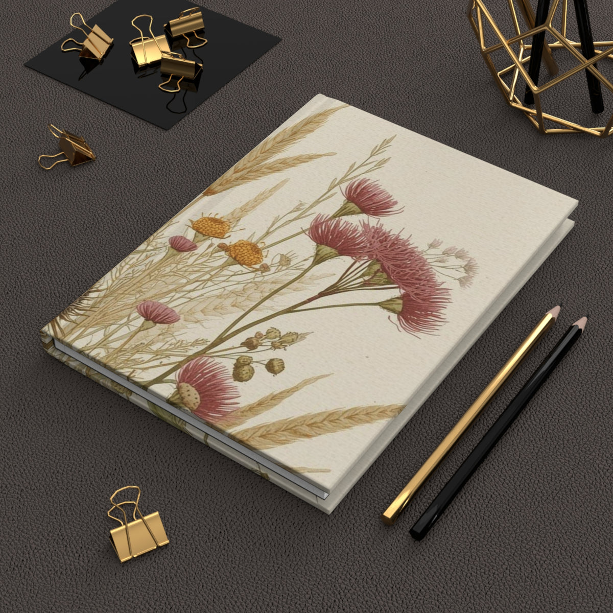 Cottage Garden Florals (Wheat and Wildflowers) — Hardcover Journal