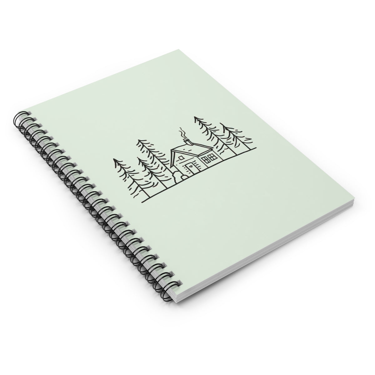 Cabin Sketch (Muted Moss) — Spiral Notebook
