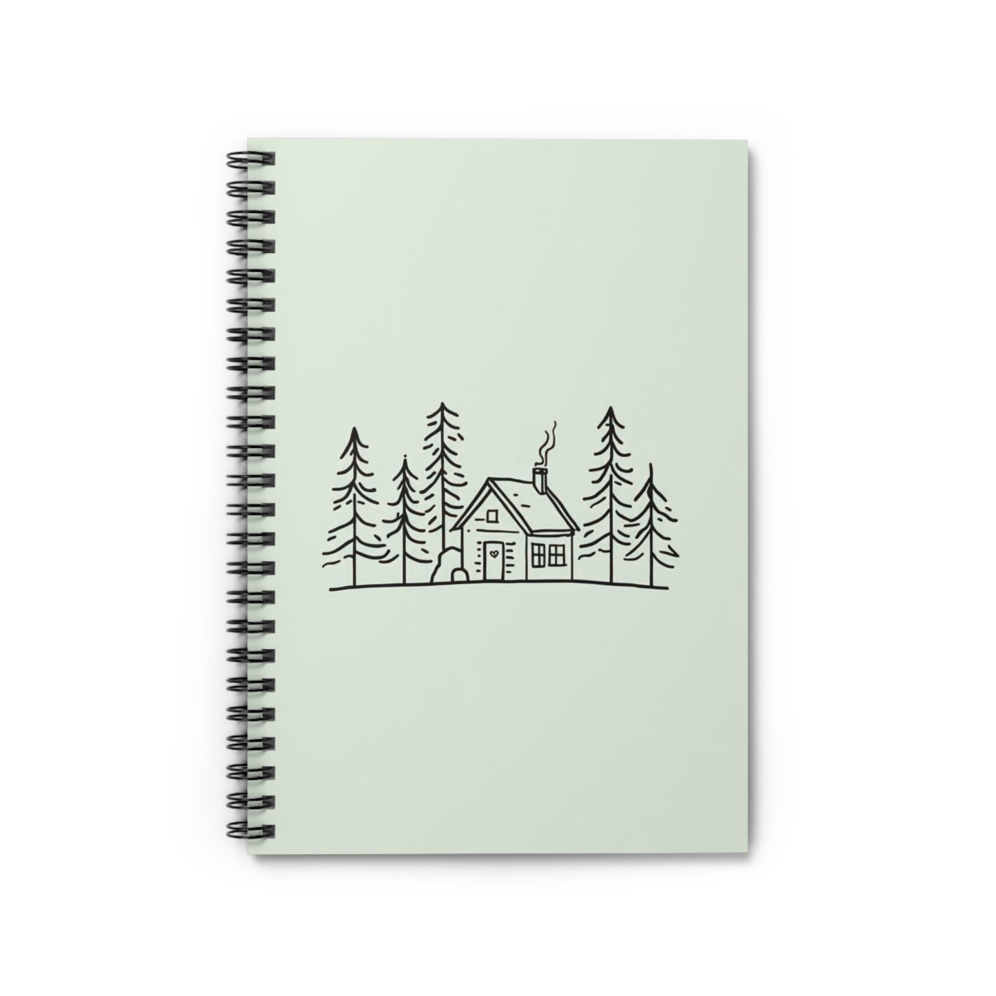 Cabin Sketch (Muted Moss) — Spiral Notebook
