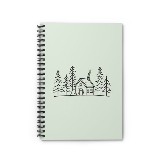 Cabin Sketch (Muted Moss) — Spiral Notebook