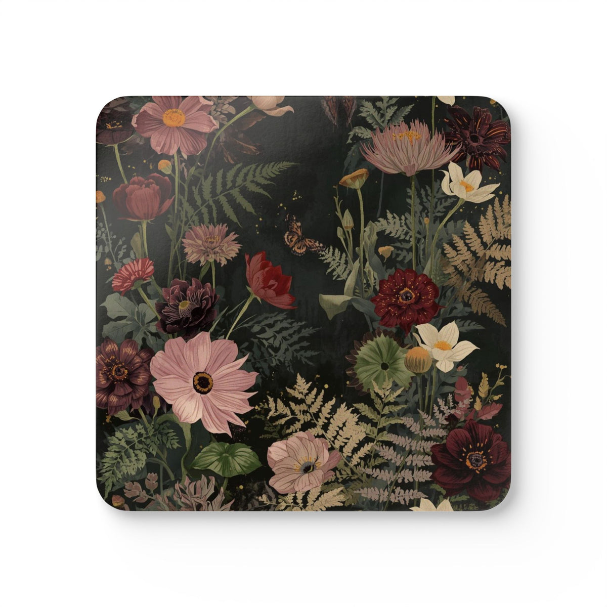 Dark Florals (Print 2) — Coaster Set (Set of 4)
