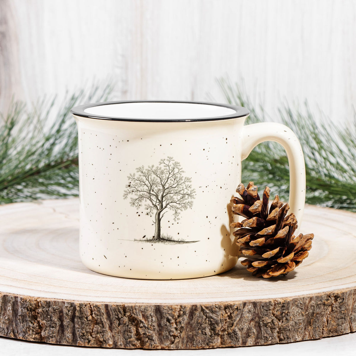 Vintage Oak Tree — Ceramic Camp Mug
