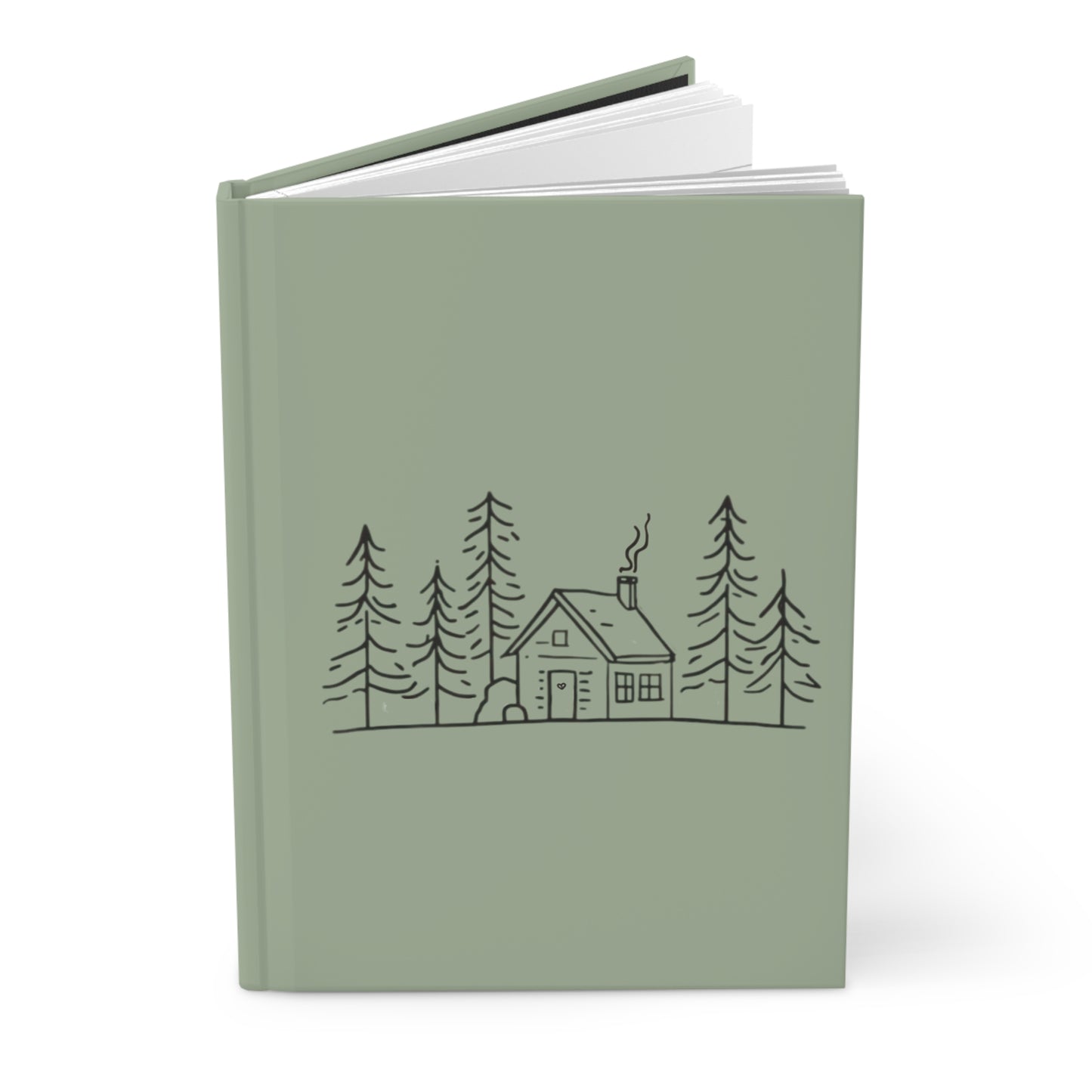 Cabin Sketch (Muted Moss) — Hardcover Journal
