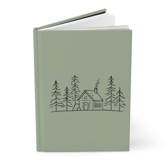 Cabin Sketch (Muted Moss) — Hardcover Journal