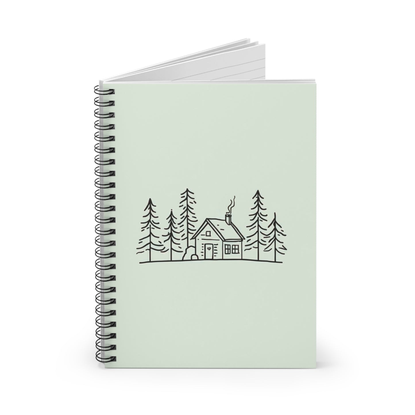 Cabin Sketch (Muted Moss) — Spiral Notebook