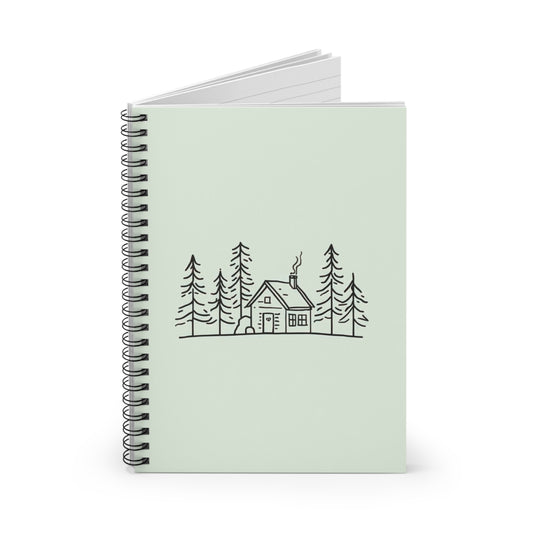 Cabin Sketch (Muted Moss) — Spiral Notebook