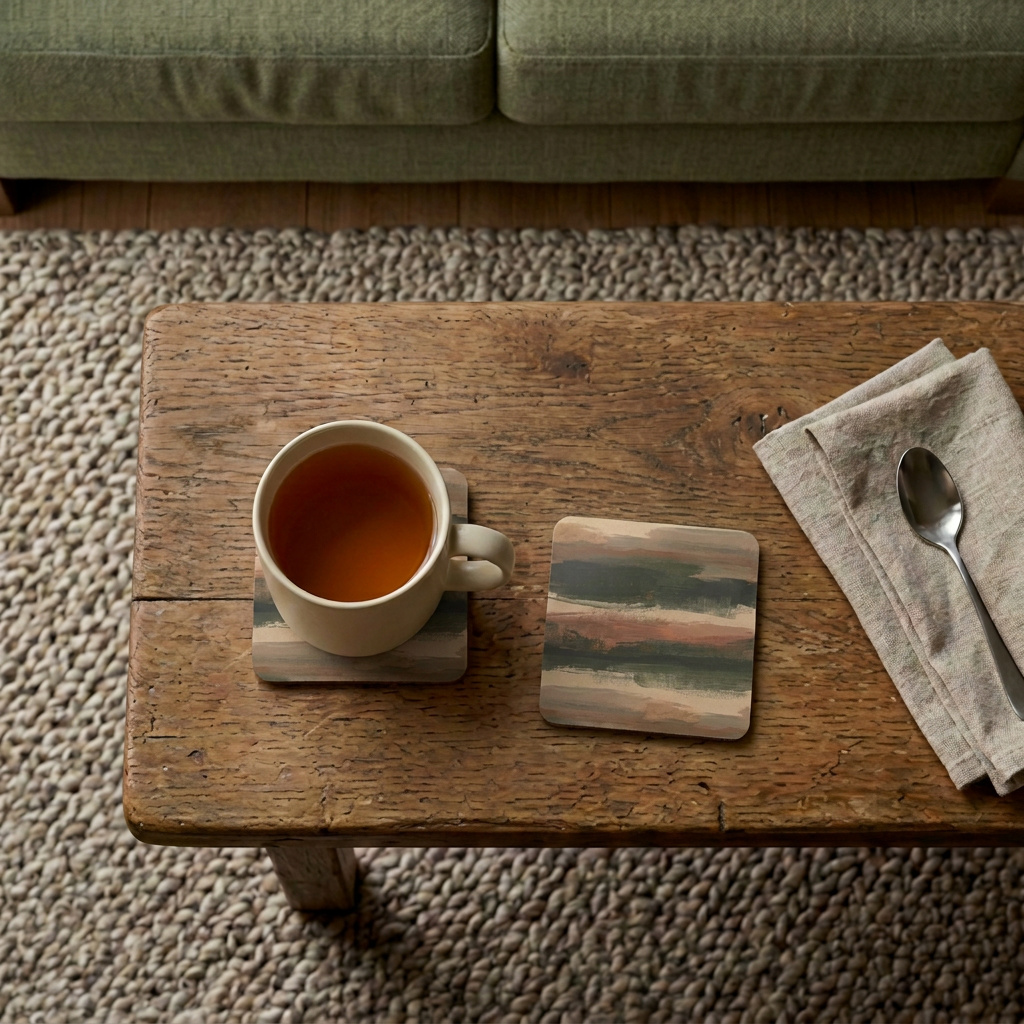 Hearth Brushstroke cabin mockup with a final small coaster-size adjustment