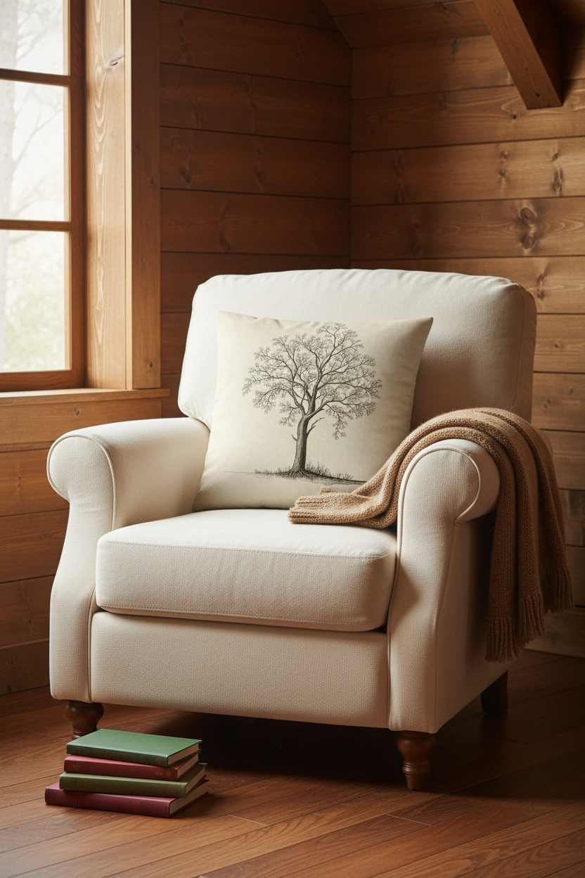 Heritage Oak cozy cabin reading nook