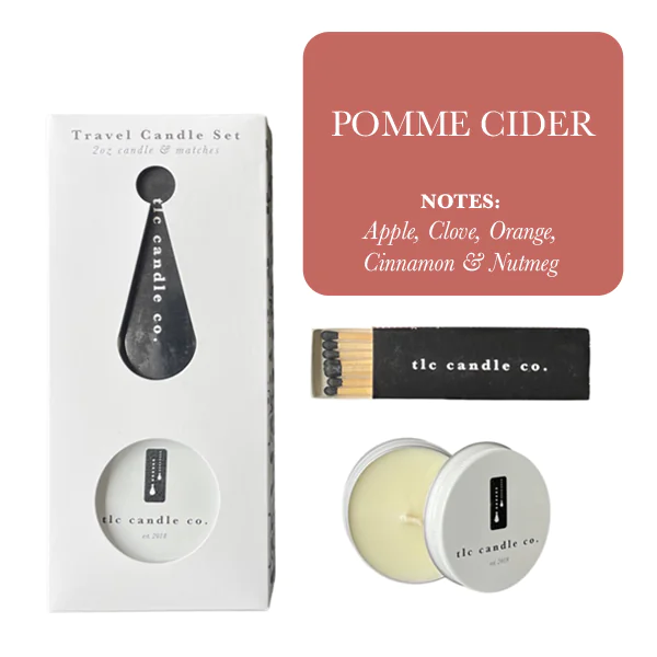 Travel Candle with Matches (Pomme Cider) — Hand-Poured Soy Candle
