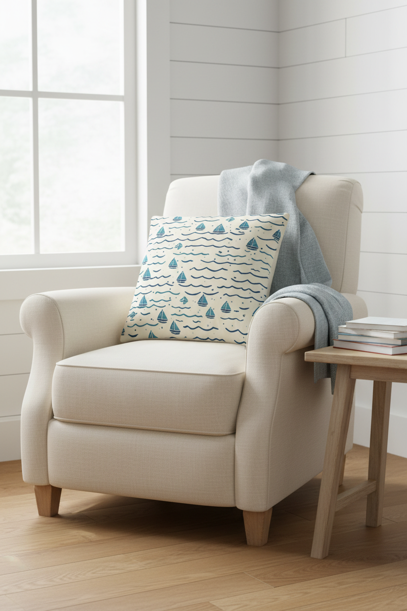 Scattered Sailboats coastal reading nook - dynamic