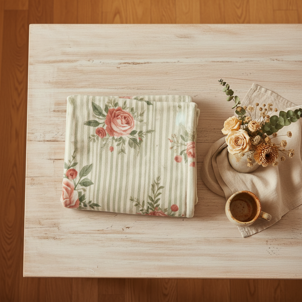 Vintage Rose Blanket — Aerial Flat Lay