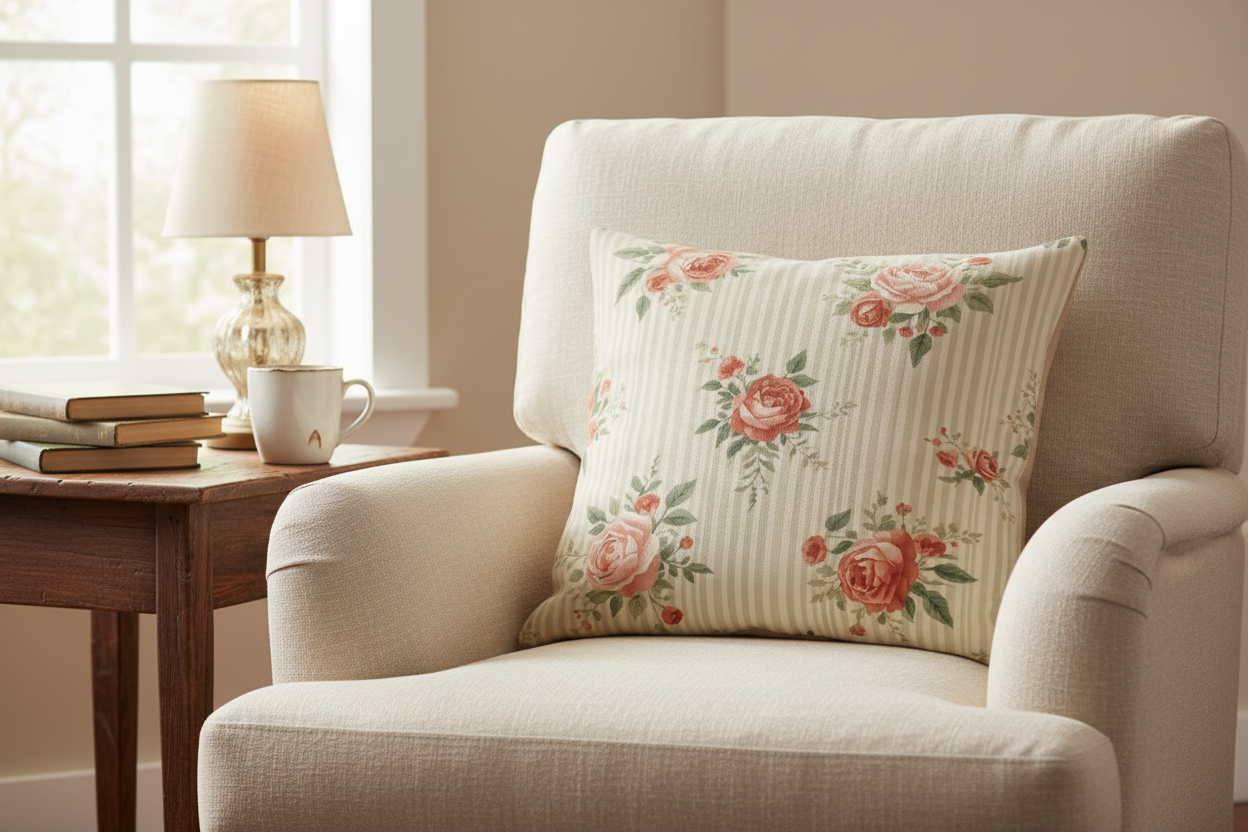 Vintage Rose Indoor Pillow — Living Room