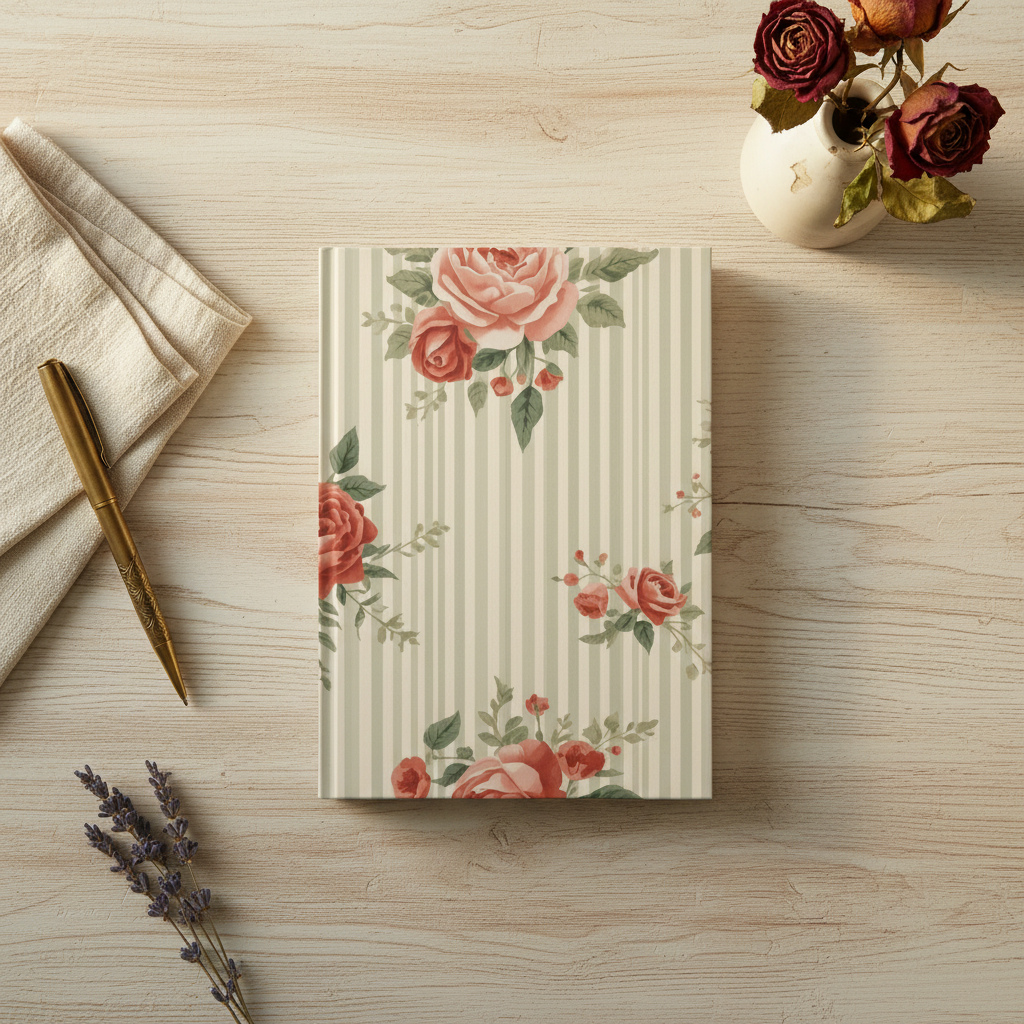 Vintage Rose Journal — Flat Lay
